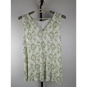 Lane Bryant Stretch Jersey Knit Tank Top cream green paisley floral